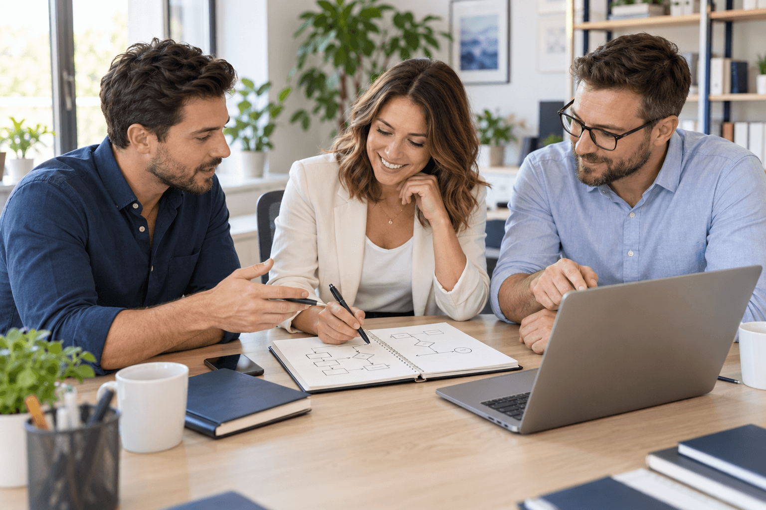 Illustrative team collaborating on an automation project