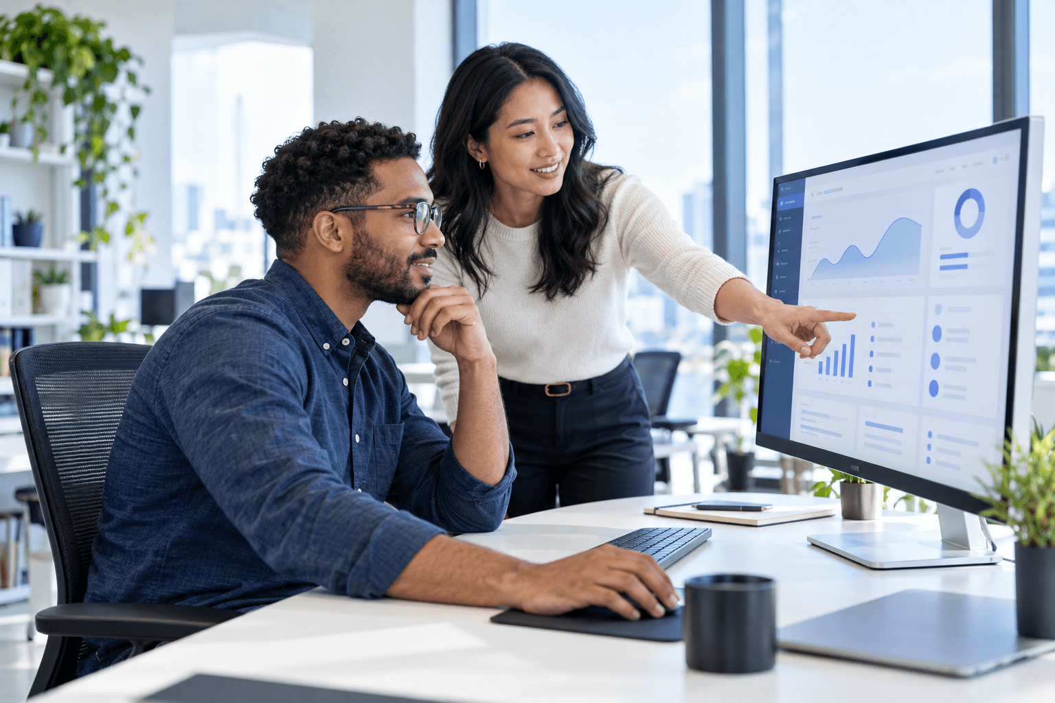 Software developers reviewing a business application