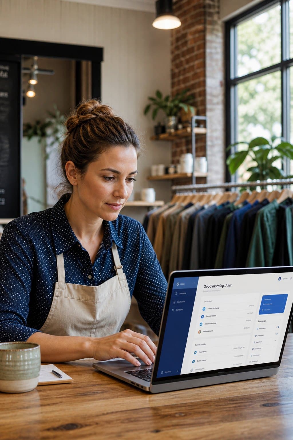 Small-business owner using a simple operations dashboard — no engineering hire required